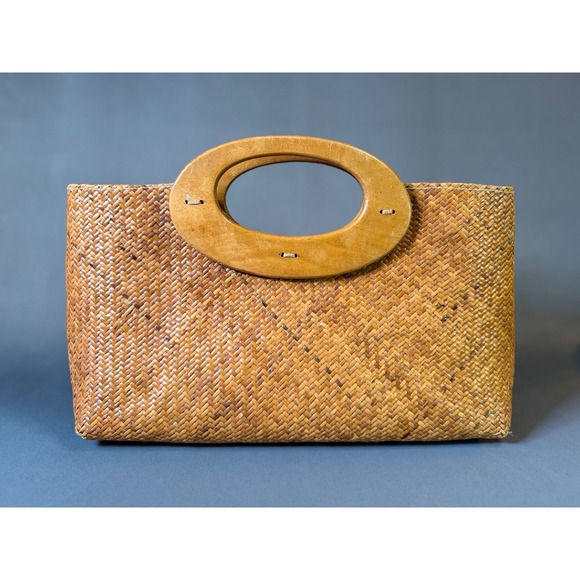 VTg Old Navy Woven Straw Tote Bag Top Handle Beach Vacation - Picture 2 of 10